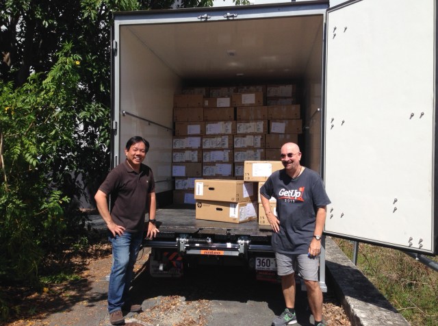 Two strong pillars of the SEE Project - Andy Ng and Graeme Baguley (they left high school a long time ago!)