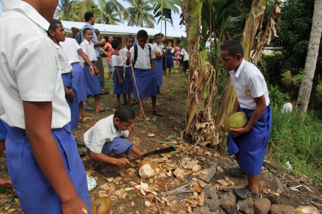 The team was treated with fresh coconuts daily