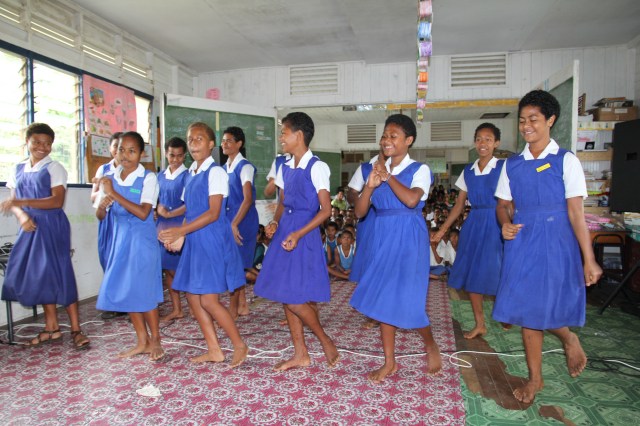 The girls performed a cultural item