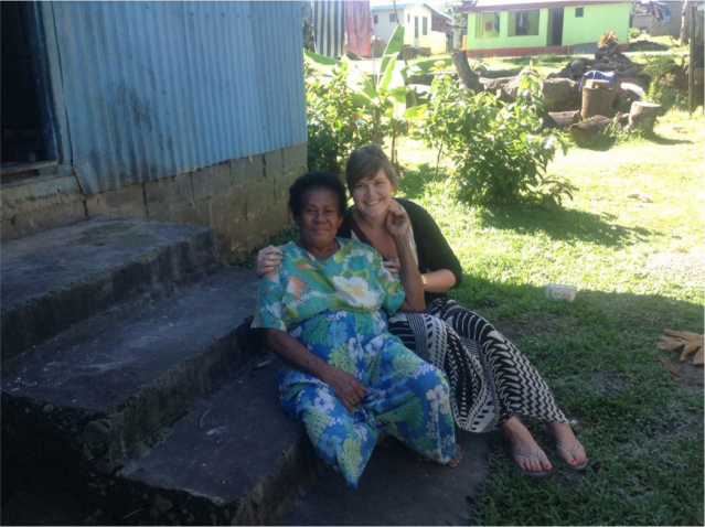 Zoe with one of her mates in the village