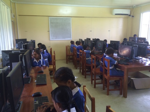 The students enjoyed practicing their typing skills by playing TuxTyping.