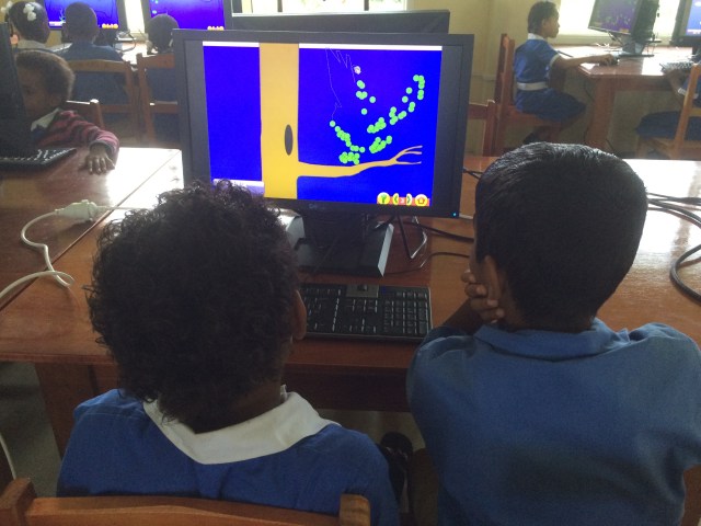 These students are practicing their mouse coordination and left-clicking skills with a dot-to-dot.