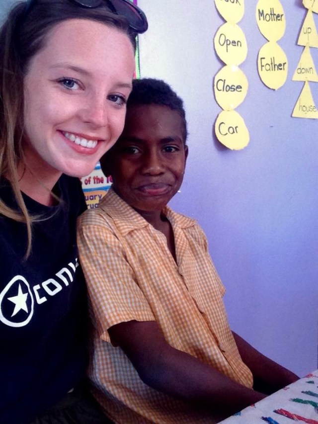 Olivia Gordon pictured with a student